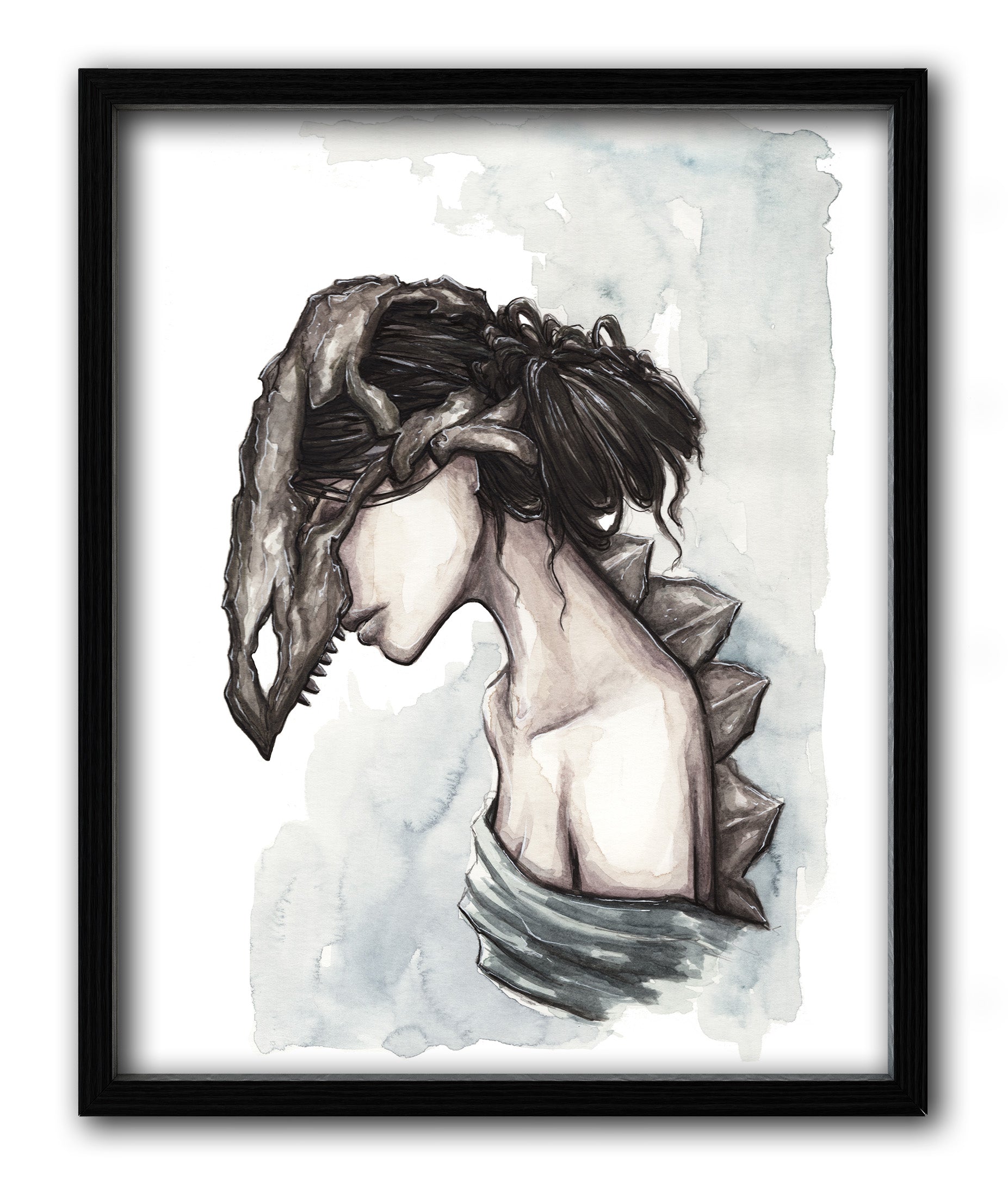 Stego Skull Watercolor Print