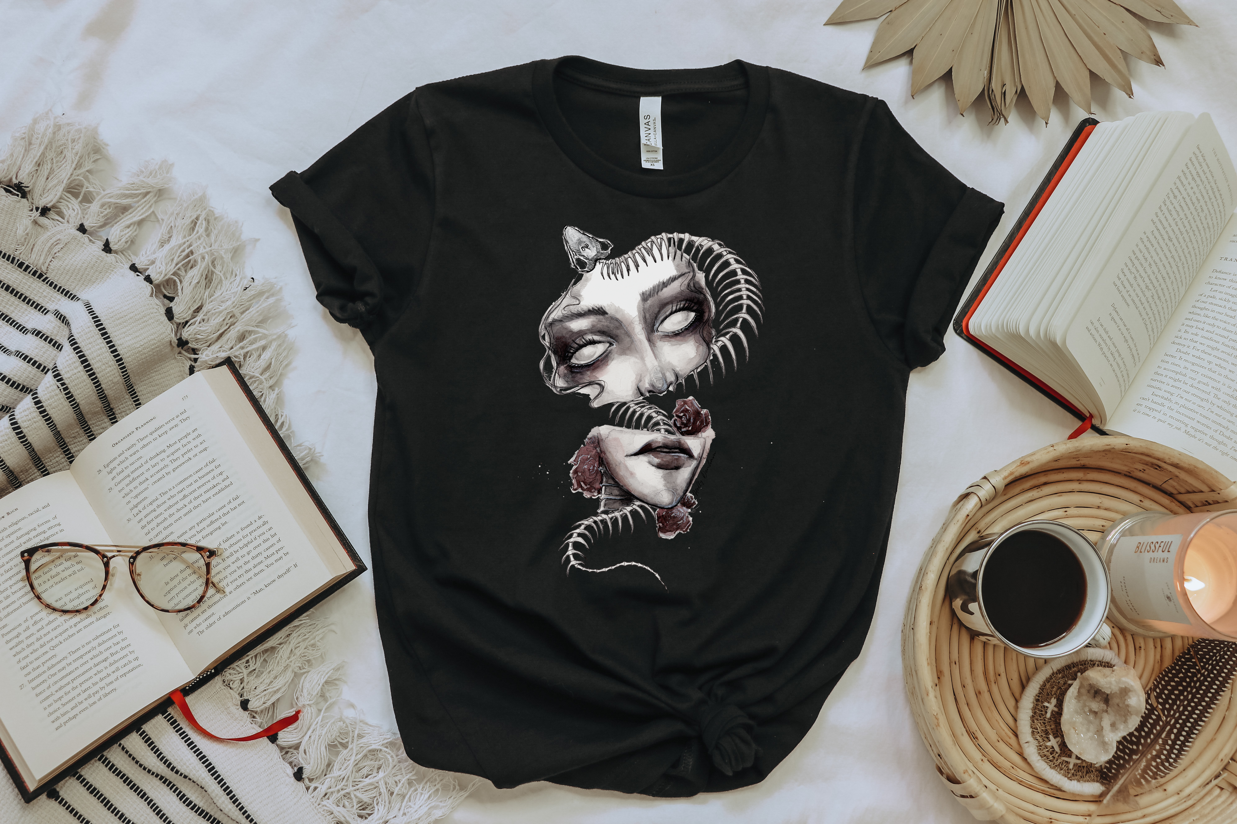 Snake Spine with Roses T-Shirt