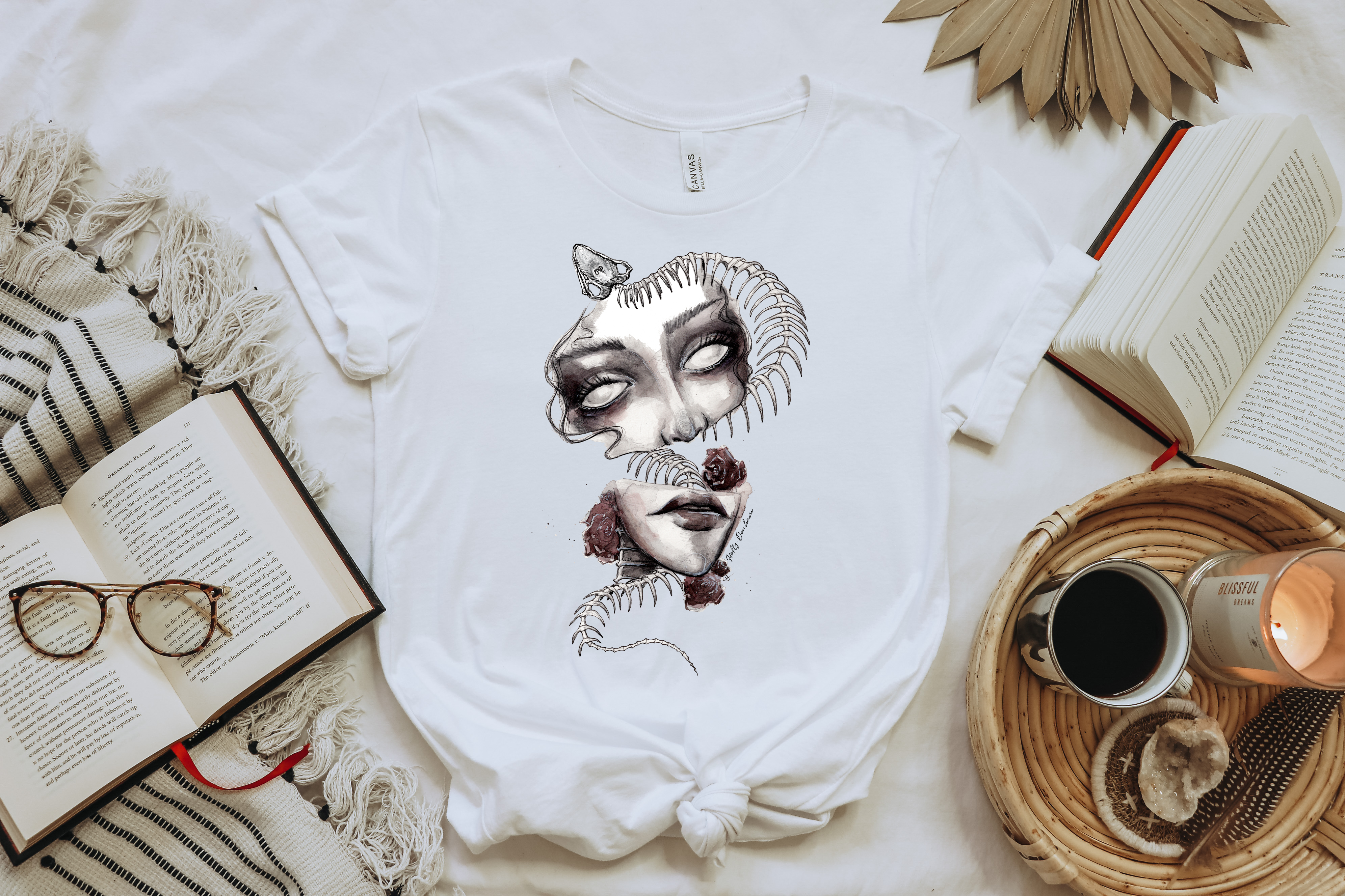 Snake Spine with Roses T-Shirt