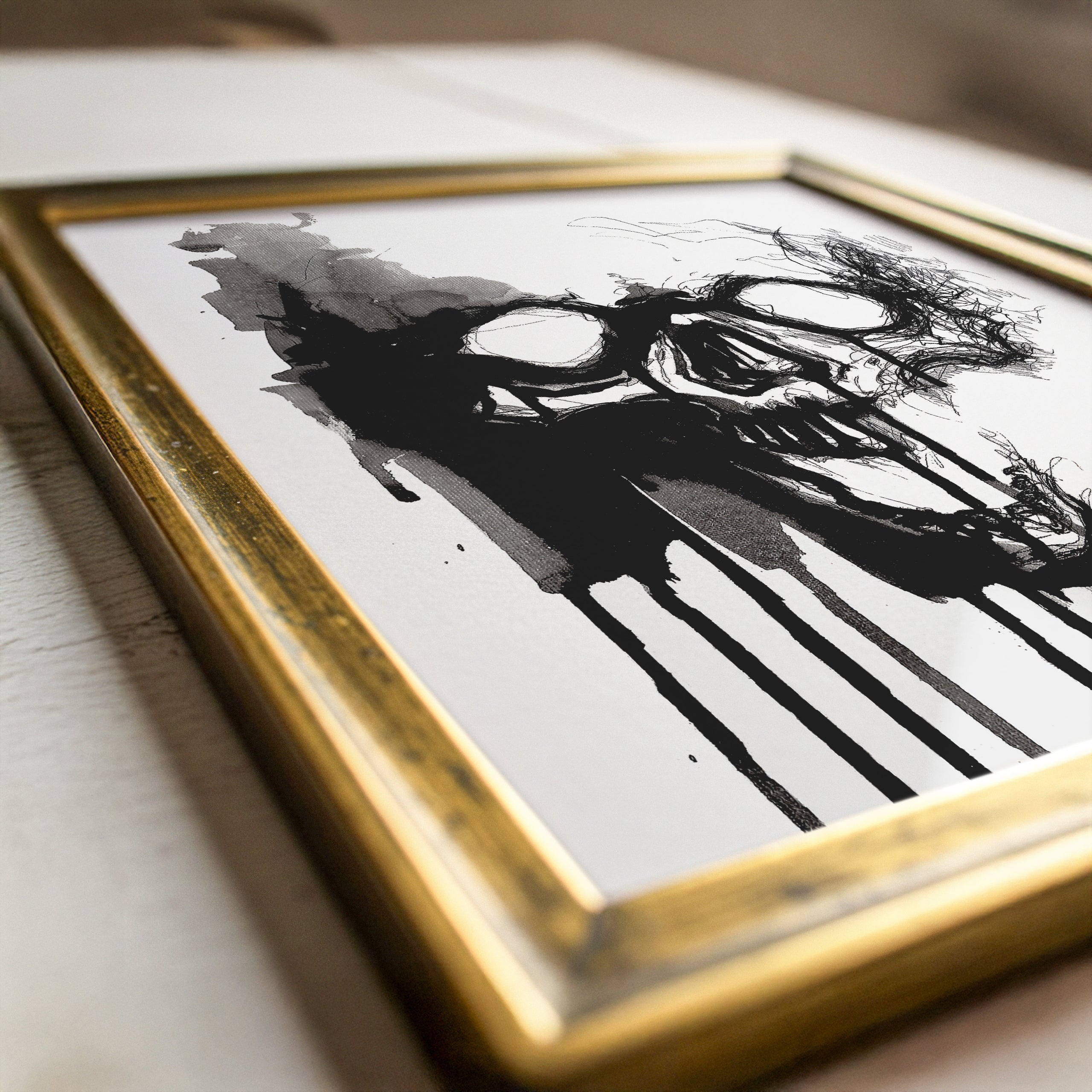 Black Ink Skull Print