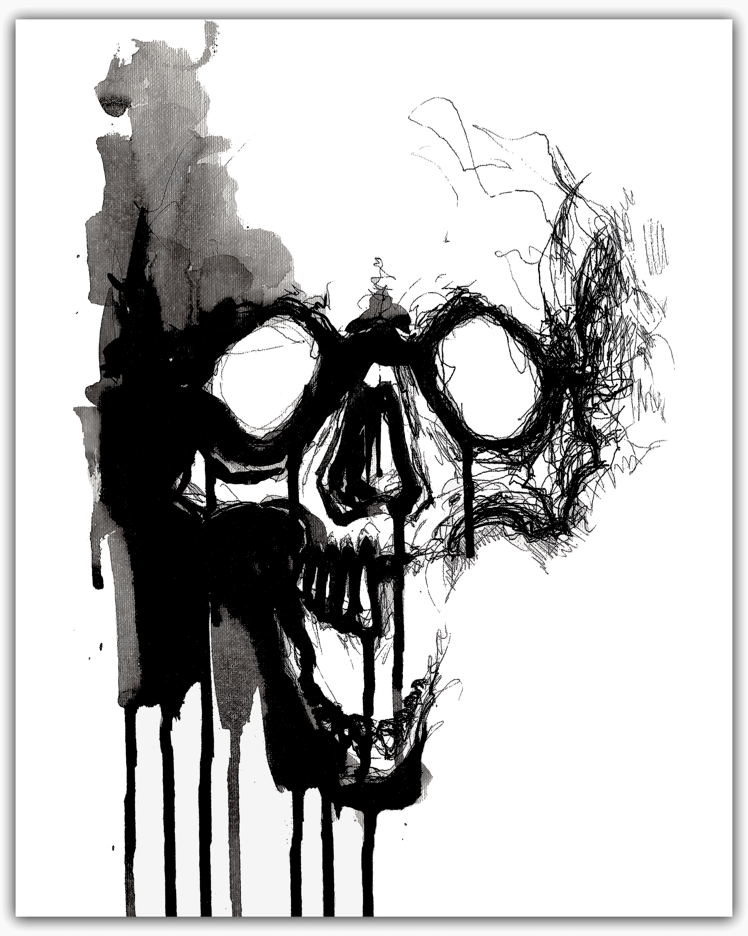 Black Ink Skull Print