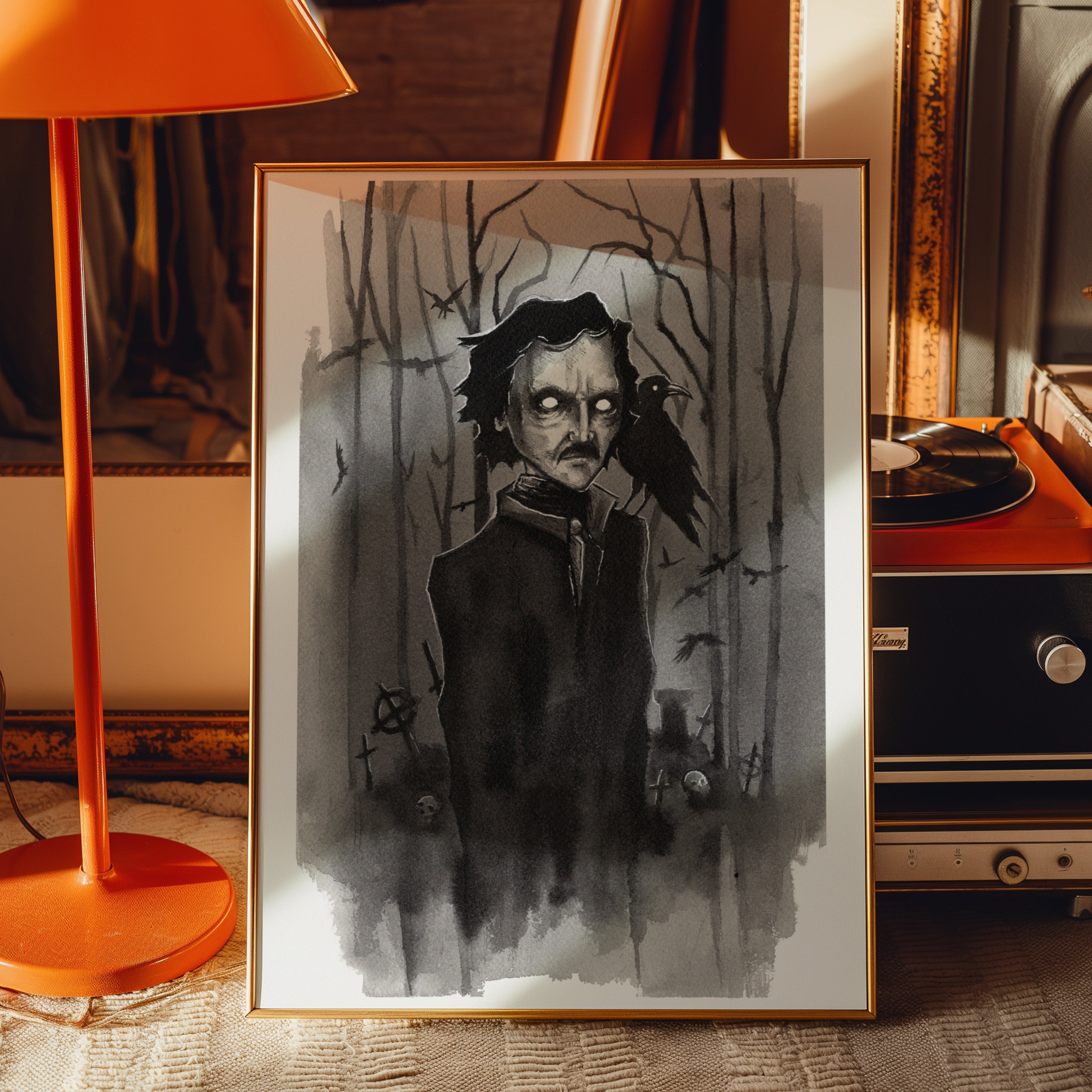 Poe and The Raven Print