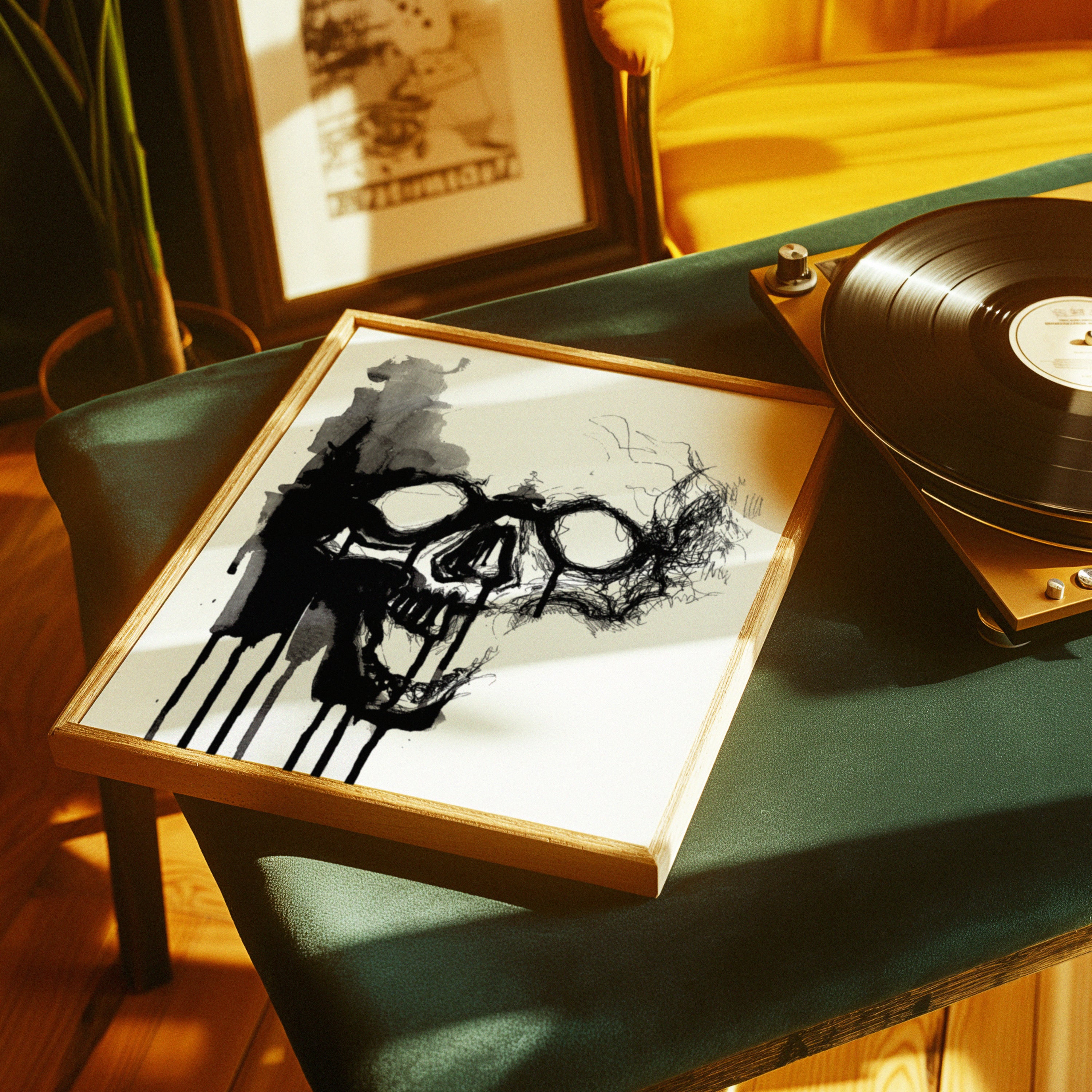 Black Ink Skull Print