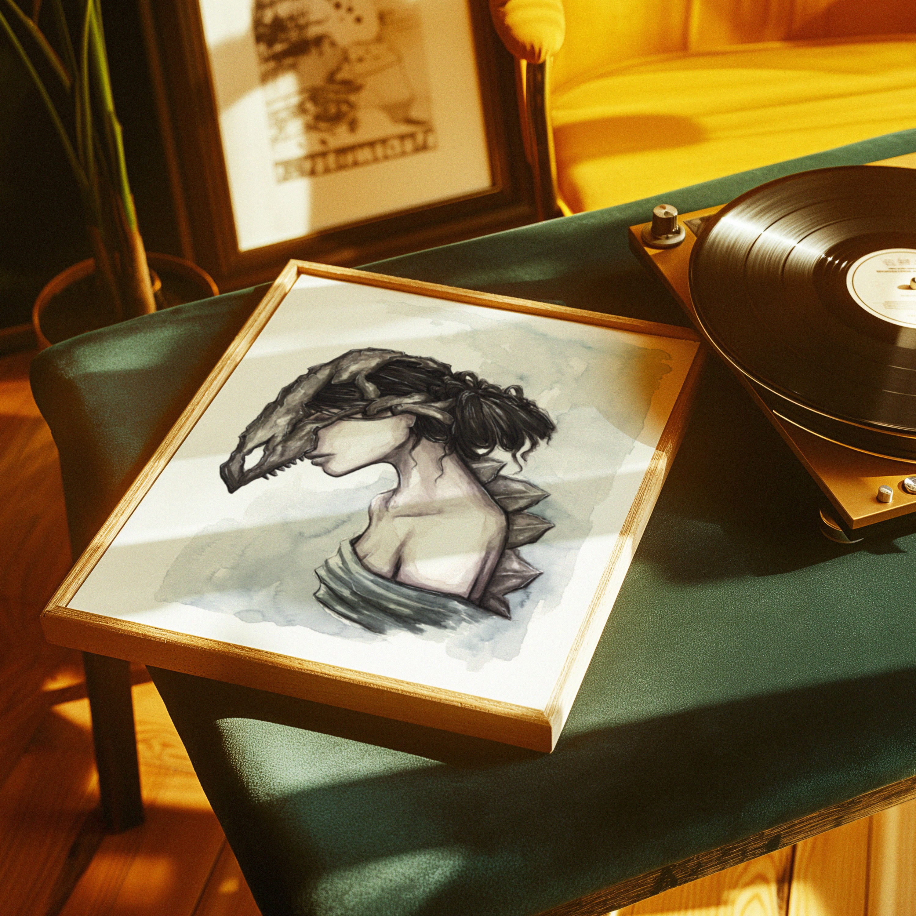 Stego Skull Watercolor Print