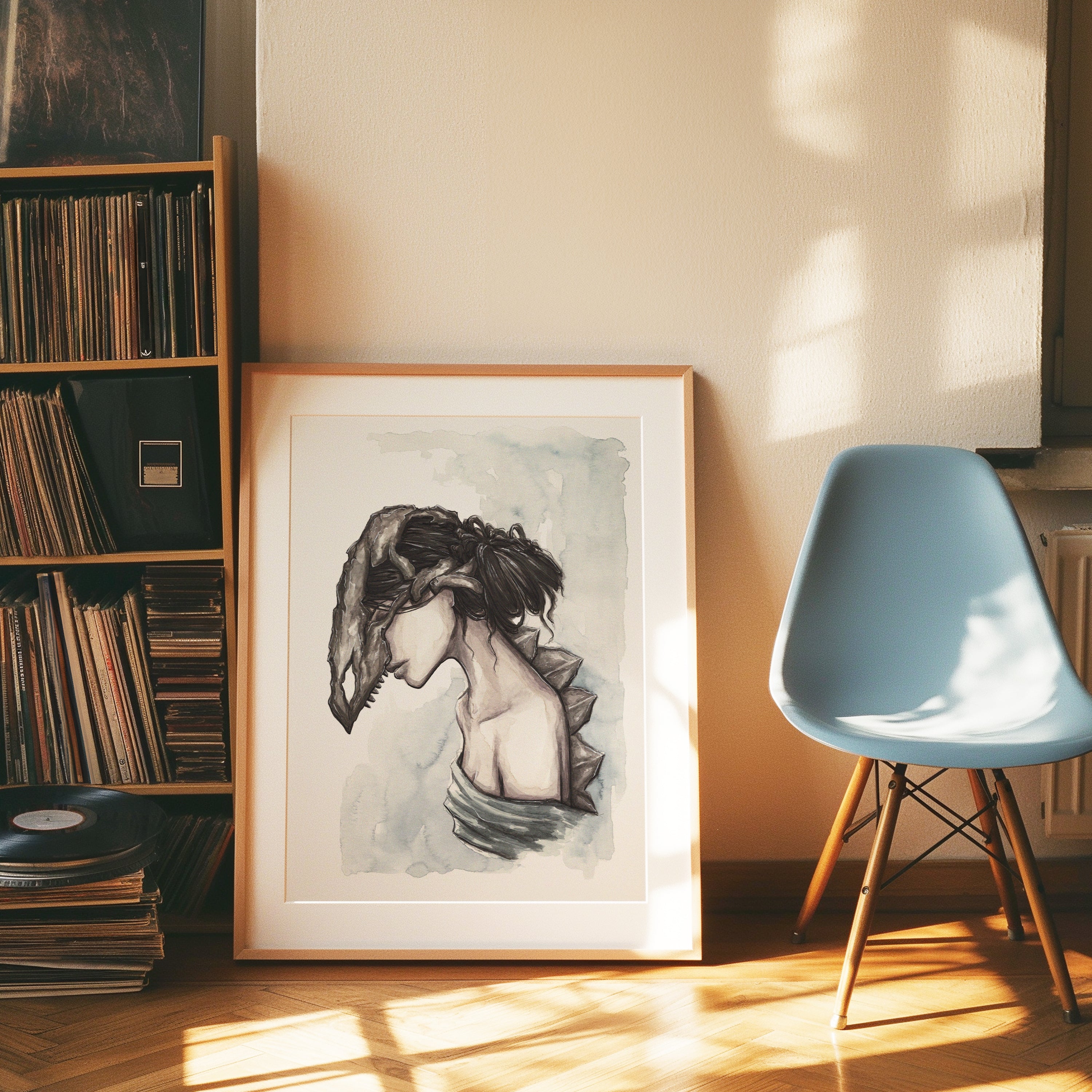 Stego Skull Watercolor Print