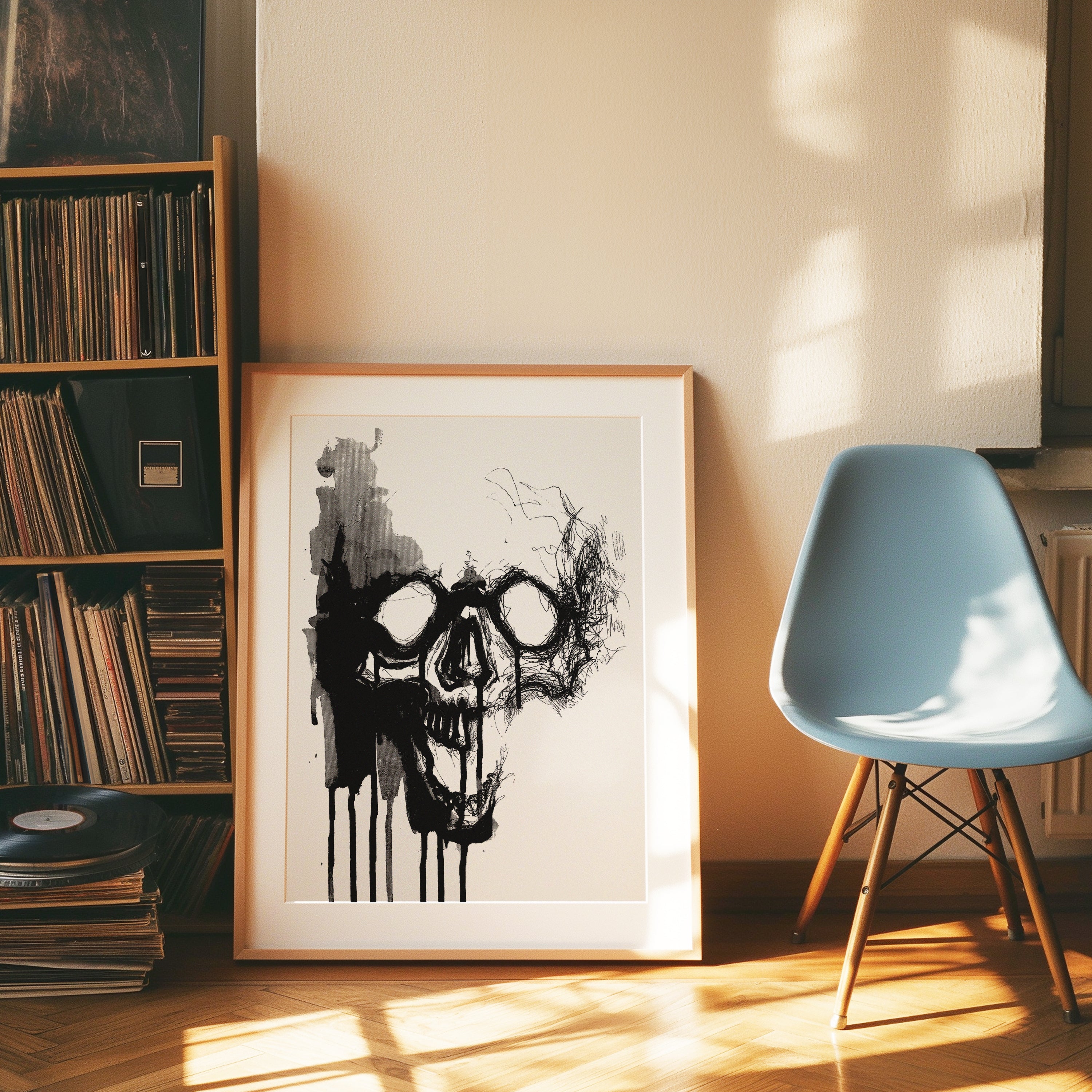 Black Ink Skull Print