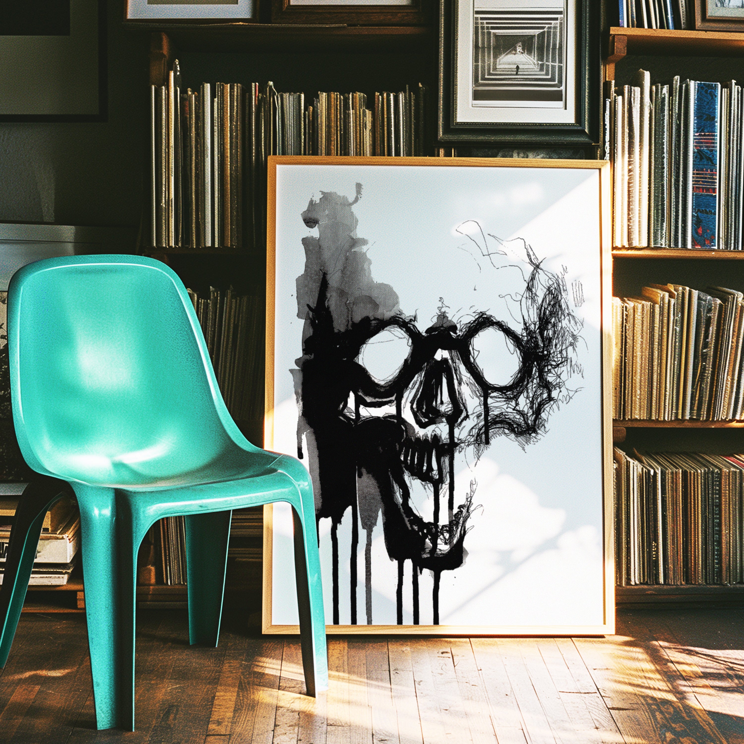 Black Ink Skull Print