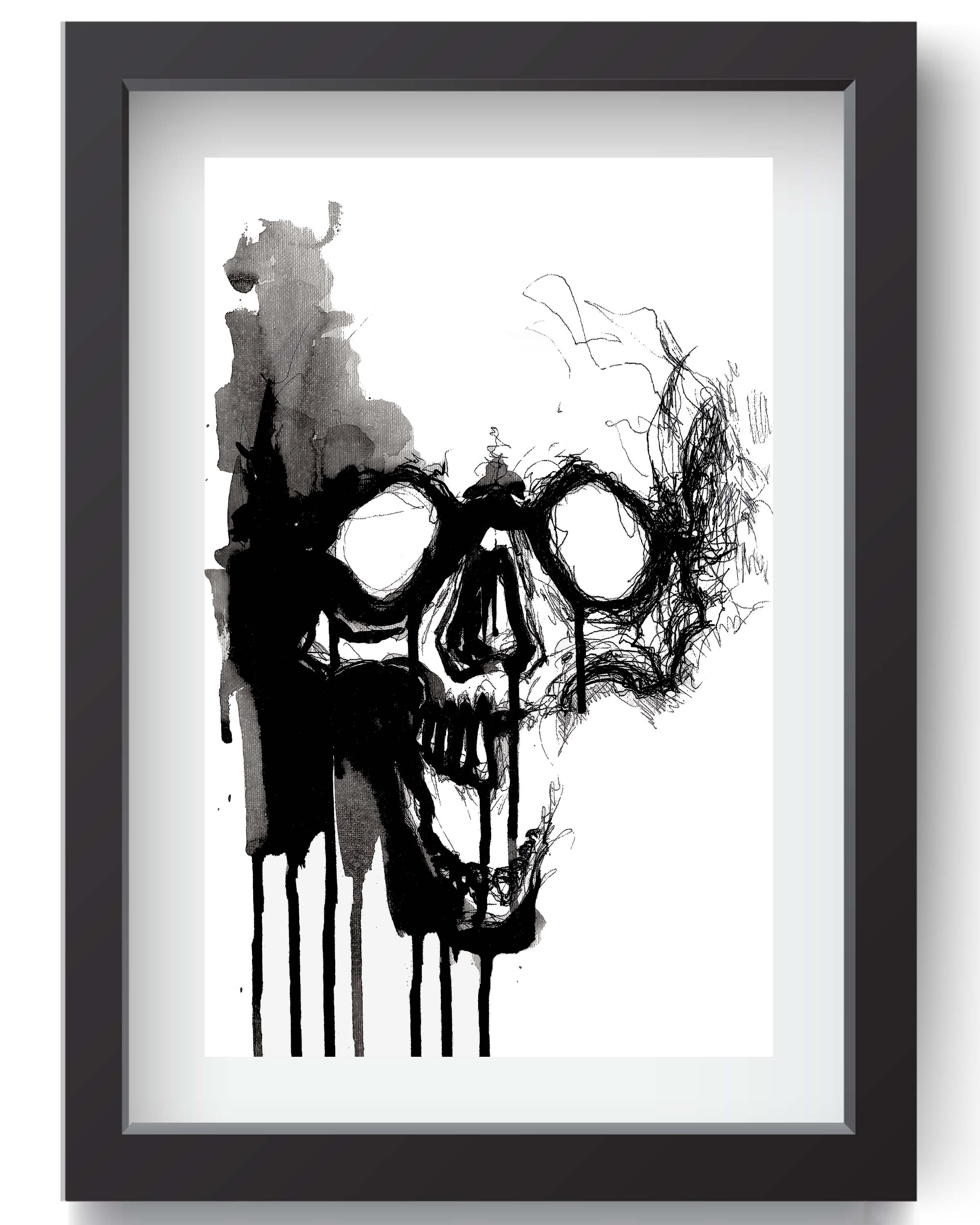 Black Ink Skull Print