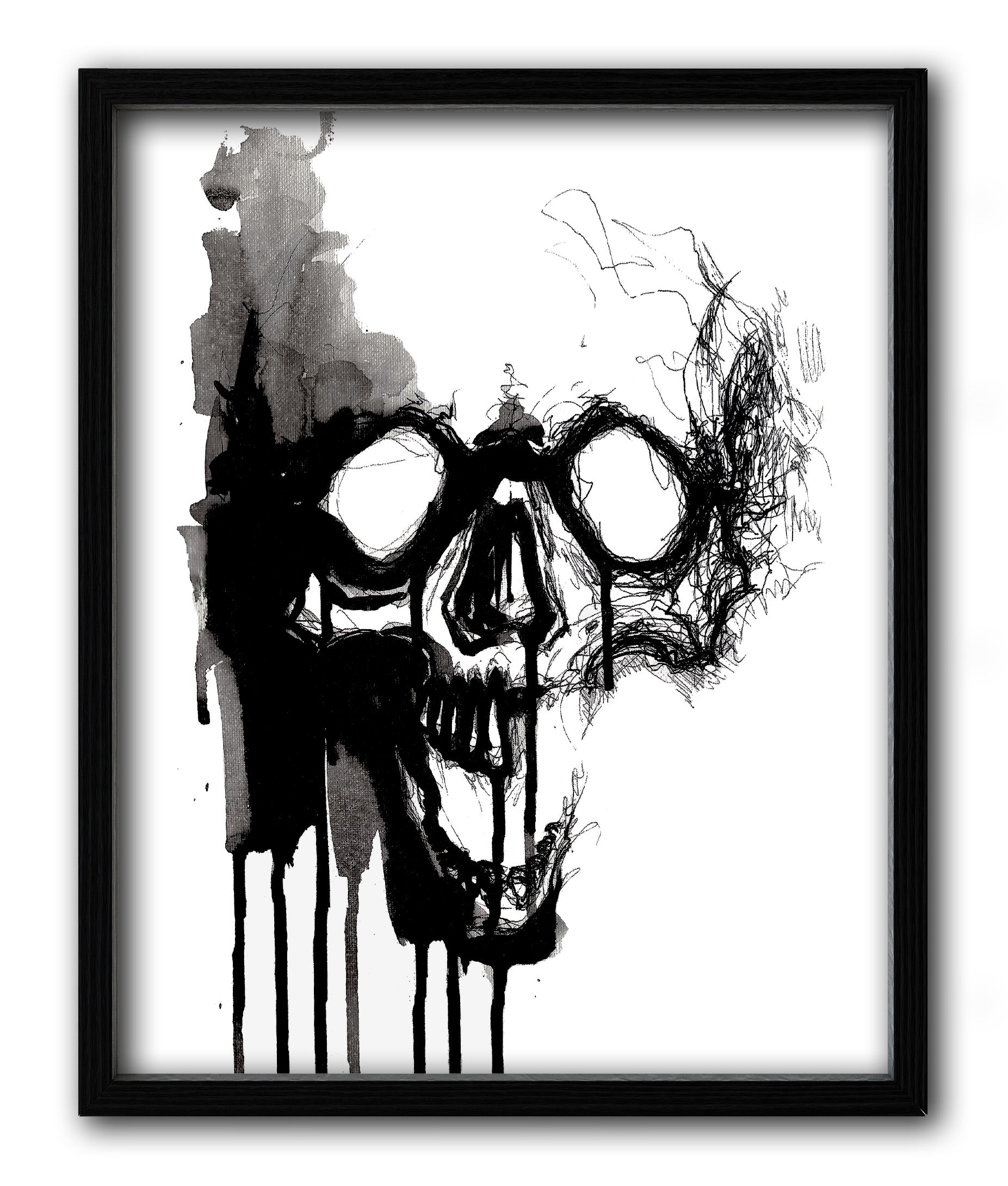 Black Ink Skull Print