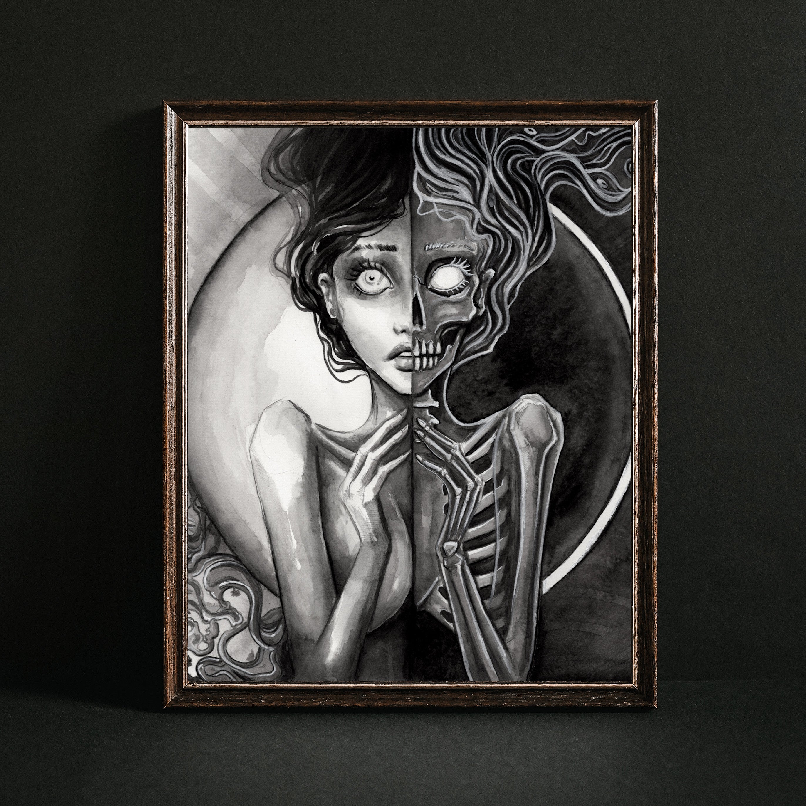 Mirror Print - Dark Expressive Ink Painting Concept
