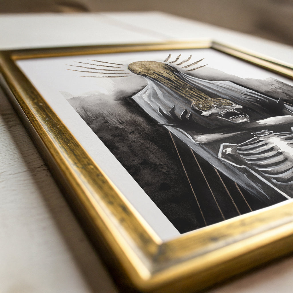 Skeleton Gold Drip Print