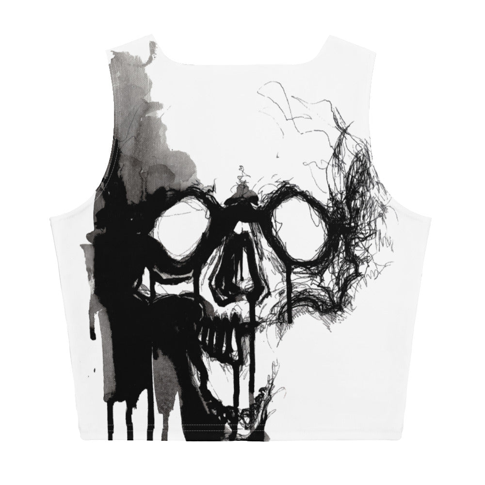 Black Ink Skull Crop Top