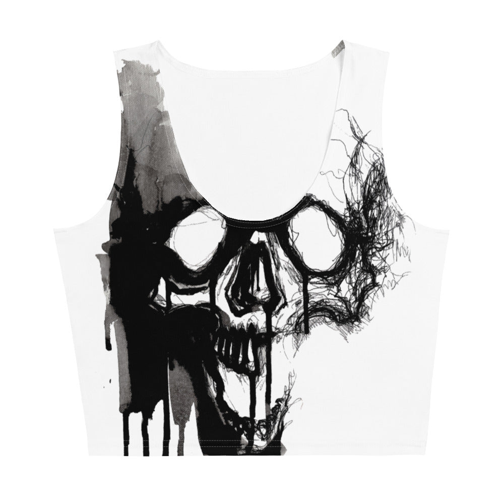 Black Ink Skull Crop Top