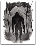 bigfoot ink painting with a drop shadow