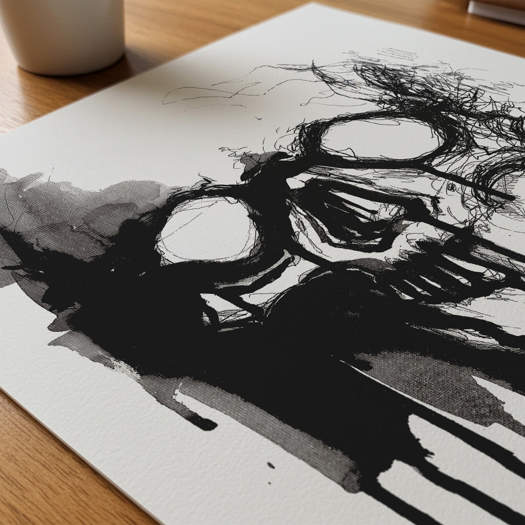 Black Ink Skull Print