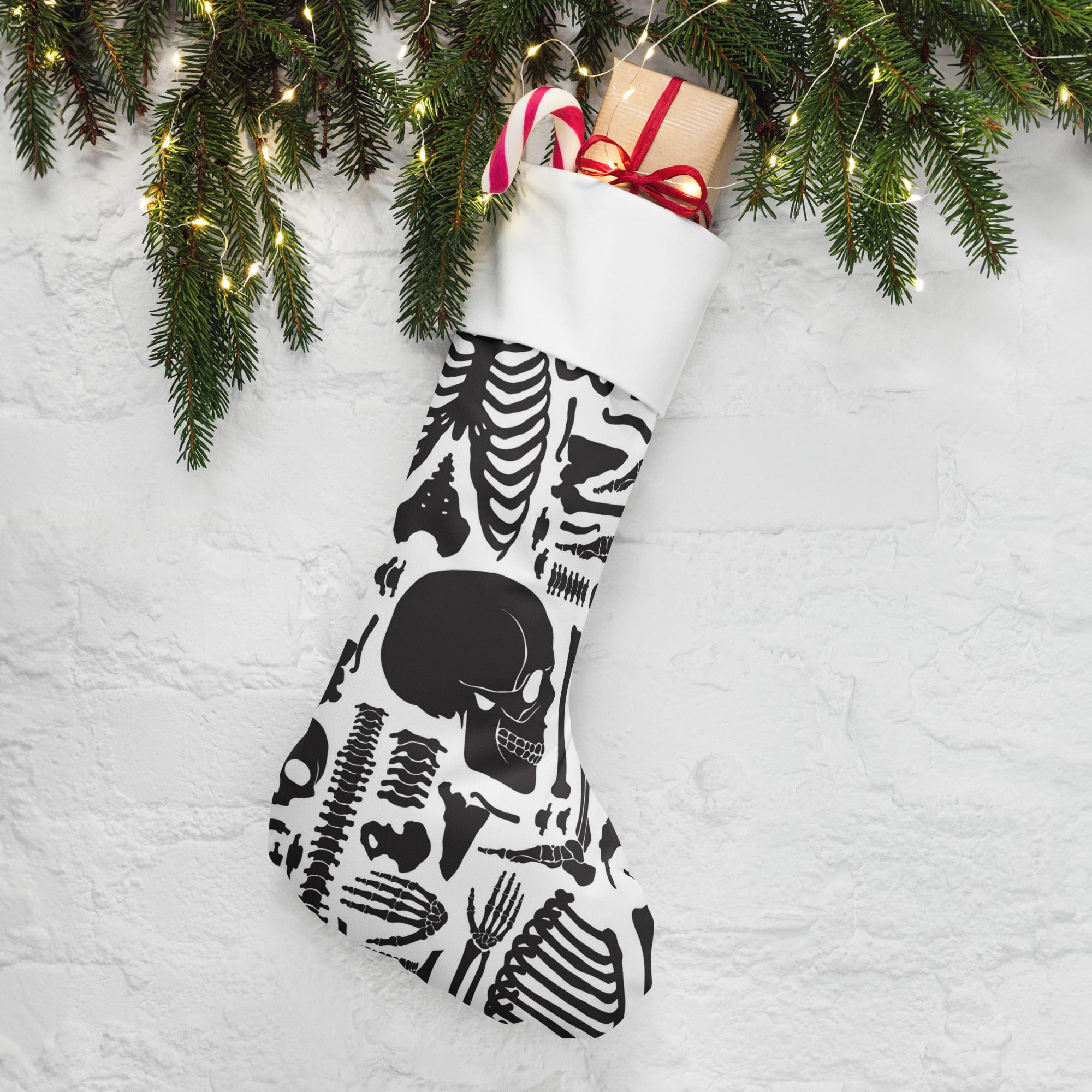 Bones Pattern Christmas Stocking
