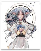 Frieren and the Blue Moon Flowers Print