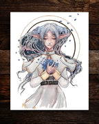 Frieren and the Blue Moon Flowers Print