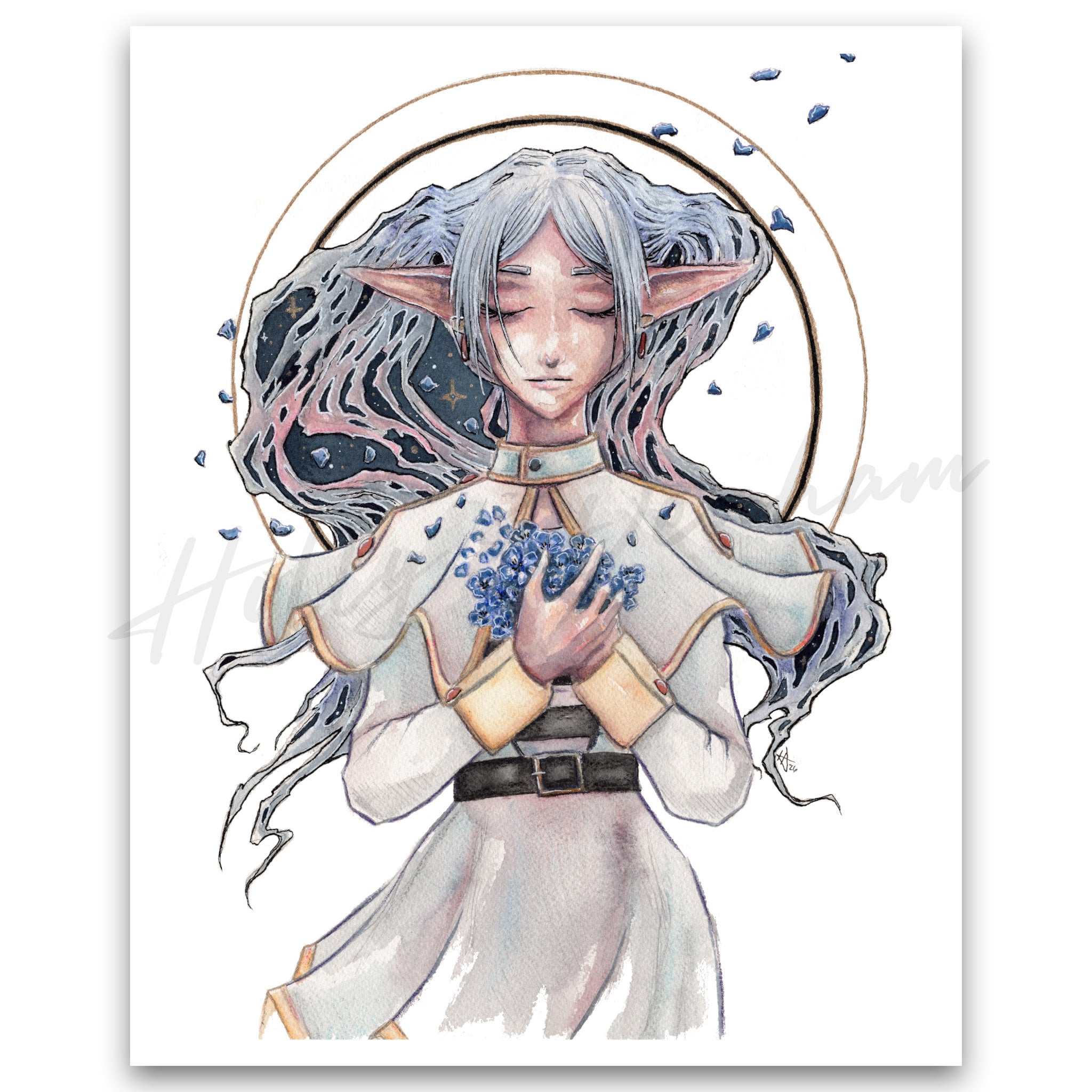 "Frieren and the Blue Moon Flowers" Print
