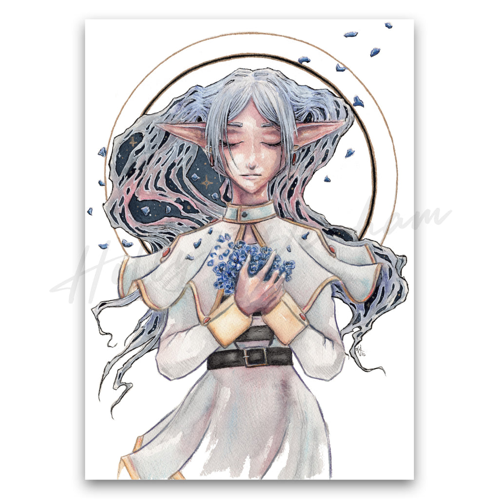 "Frieren and the Blue Moon Flowers" Print