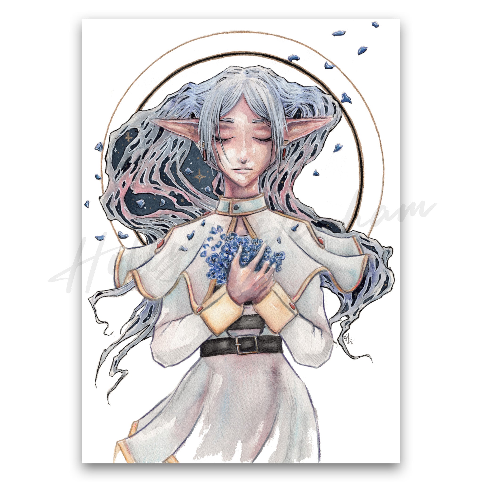 "Frieren and the Blue Moon Flowers" Print