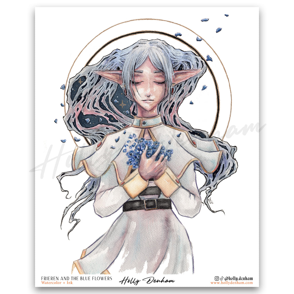 "Frieren and the Blue Moon Flowers" Print