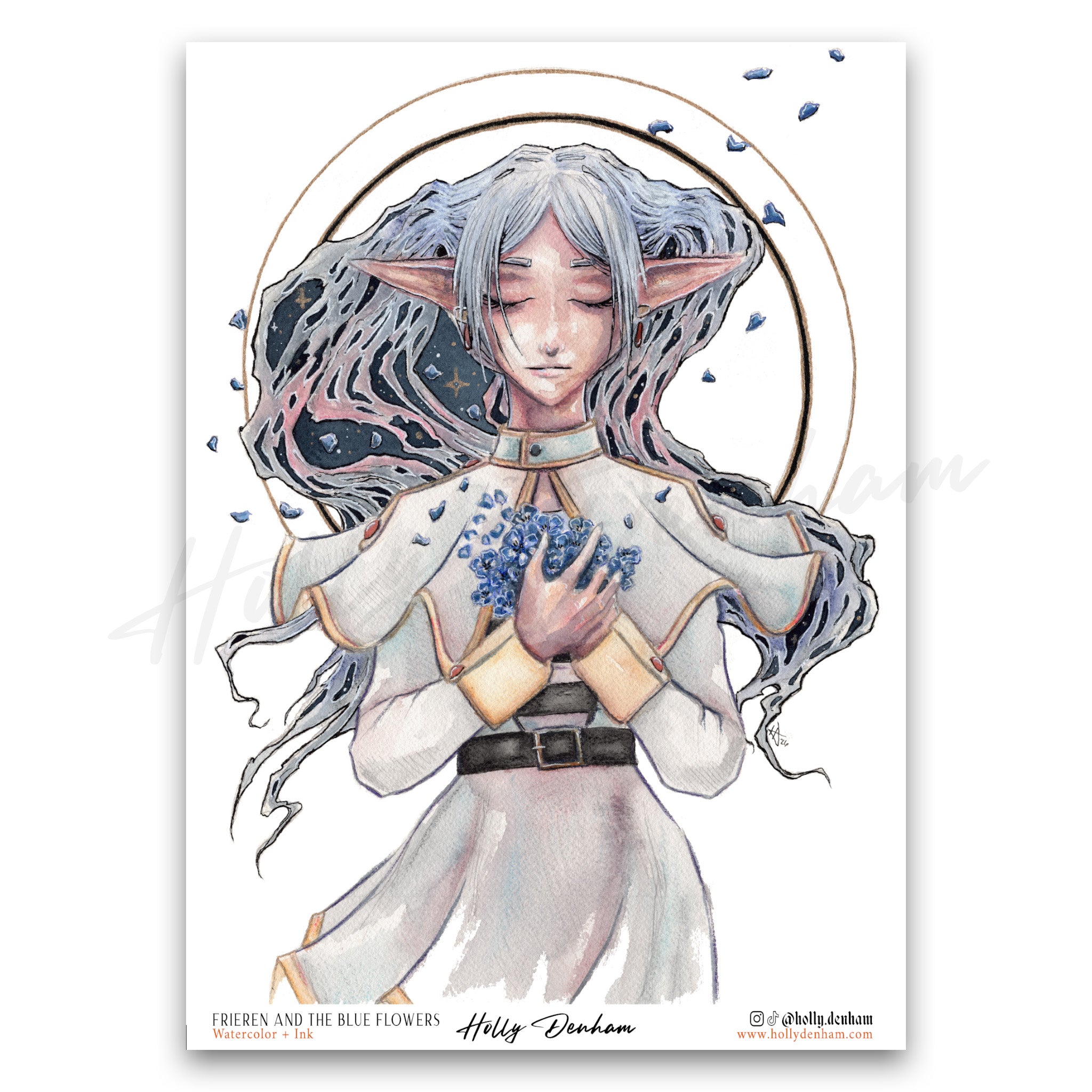 "Frieren and the Blue Moon Flowers" Print