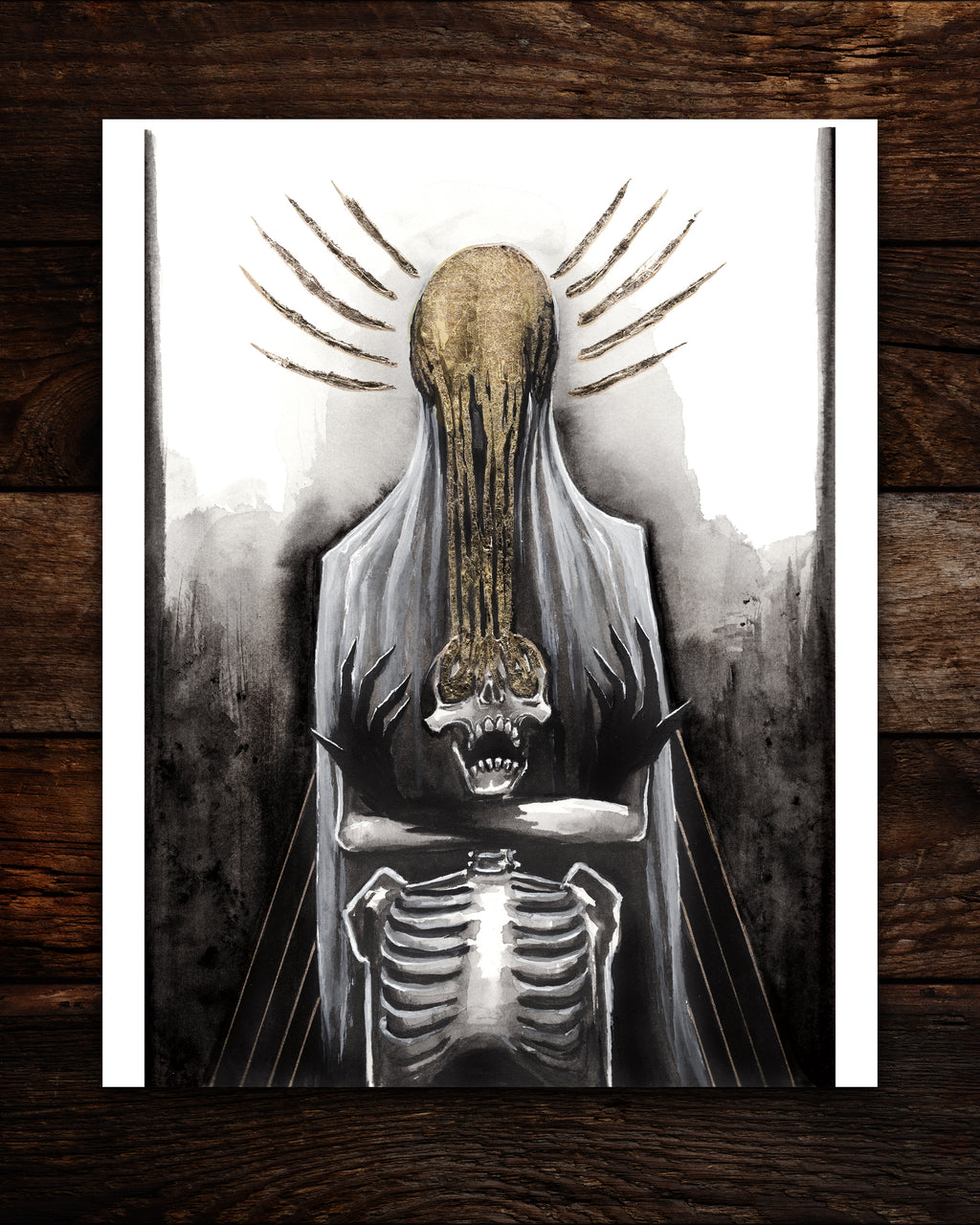 Skeleton Gold Drip Print