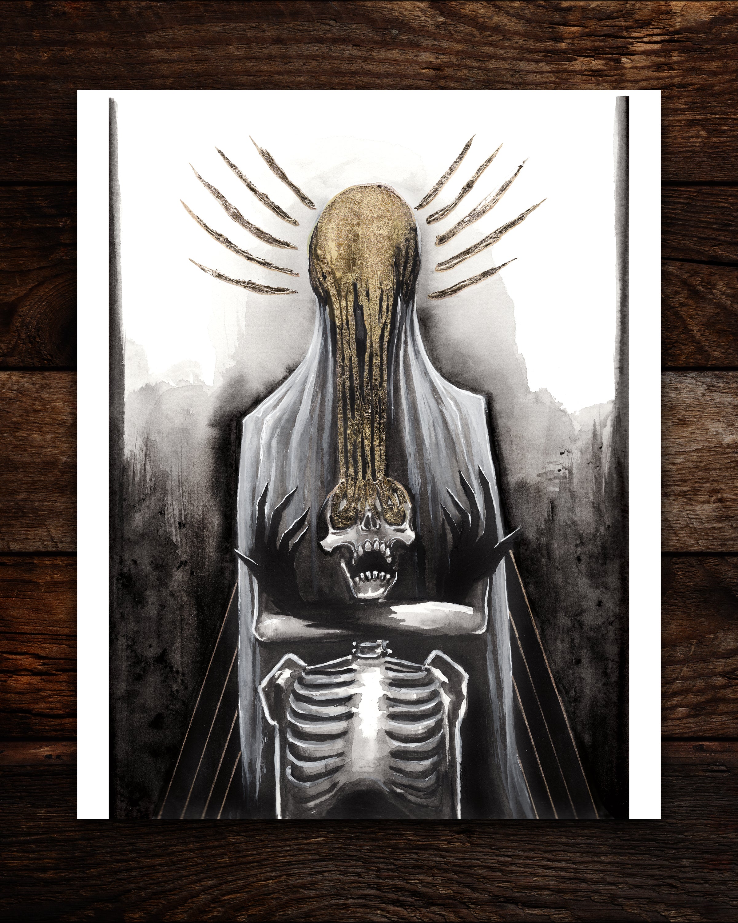 Skeleton Gold Drip Print