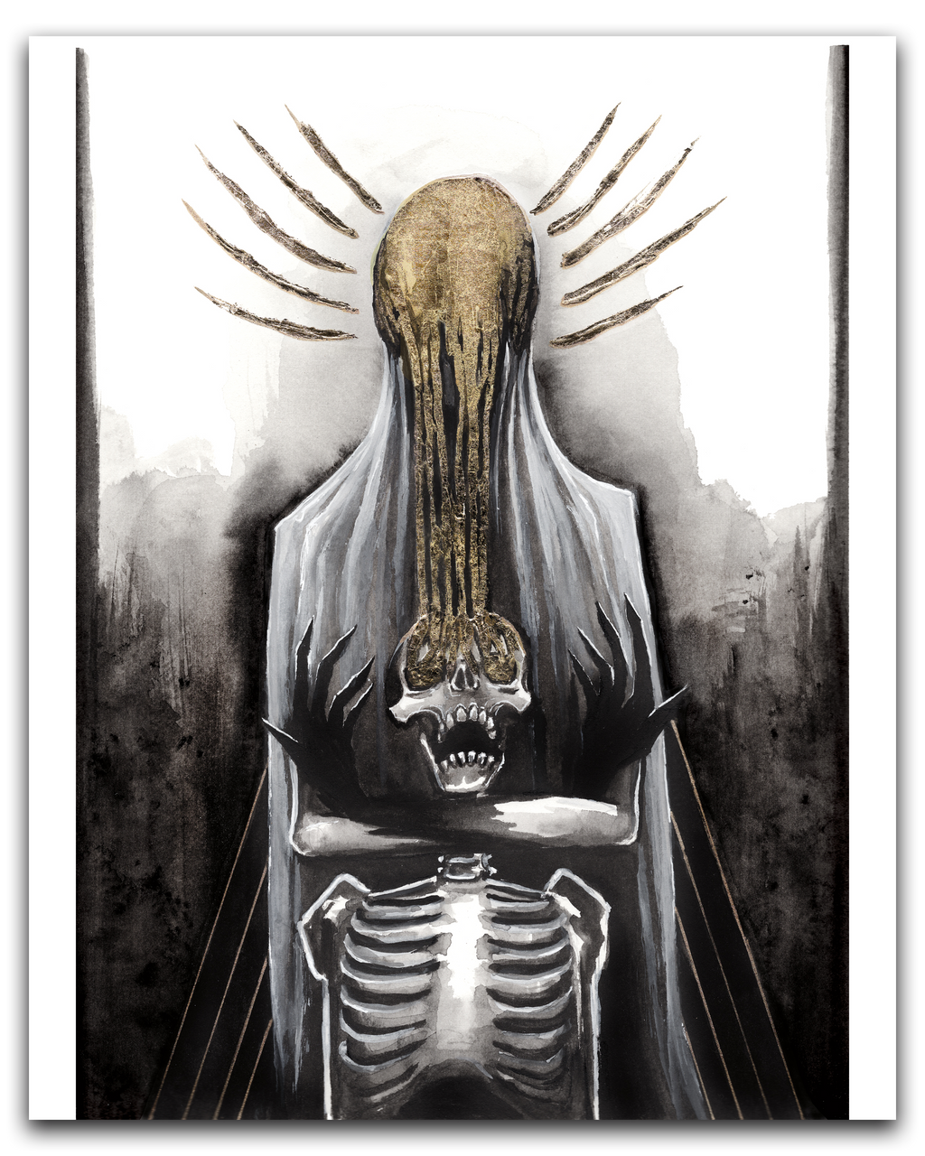 Skeleton Gold Drip Print
