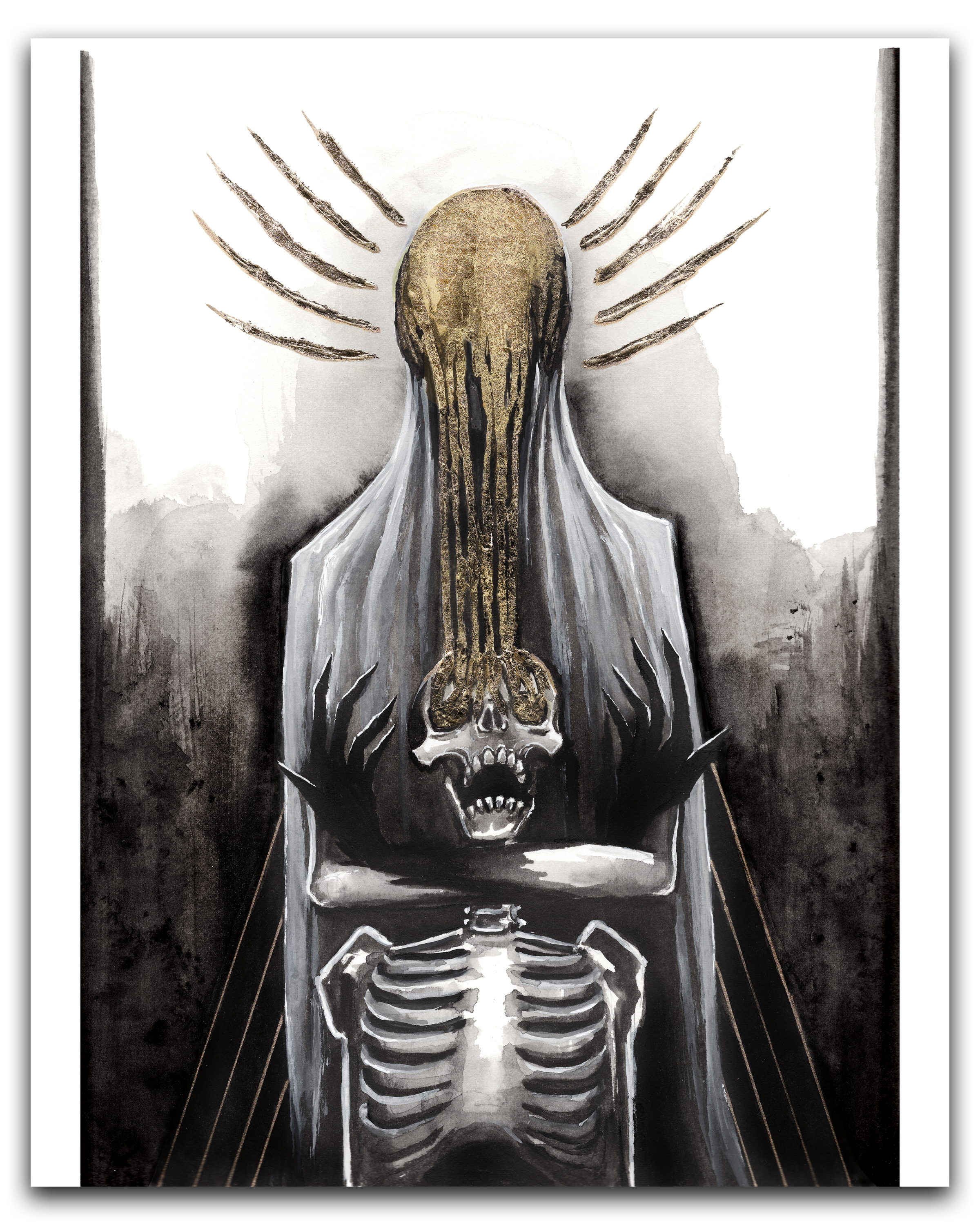 Skeleton Gold Drip Print