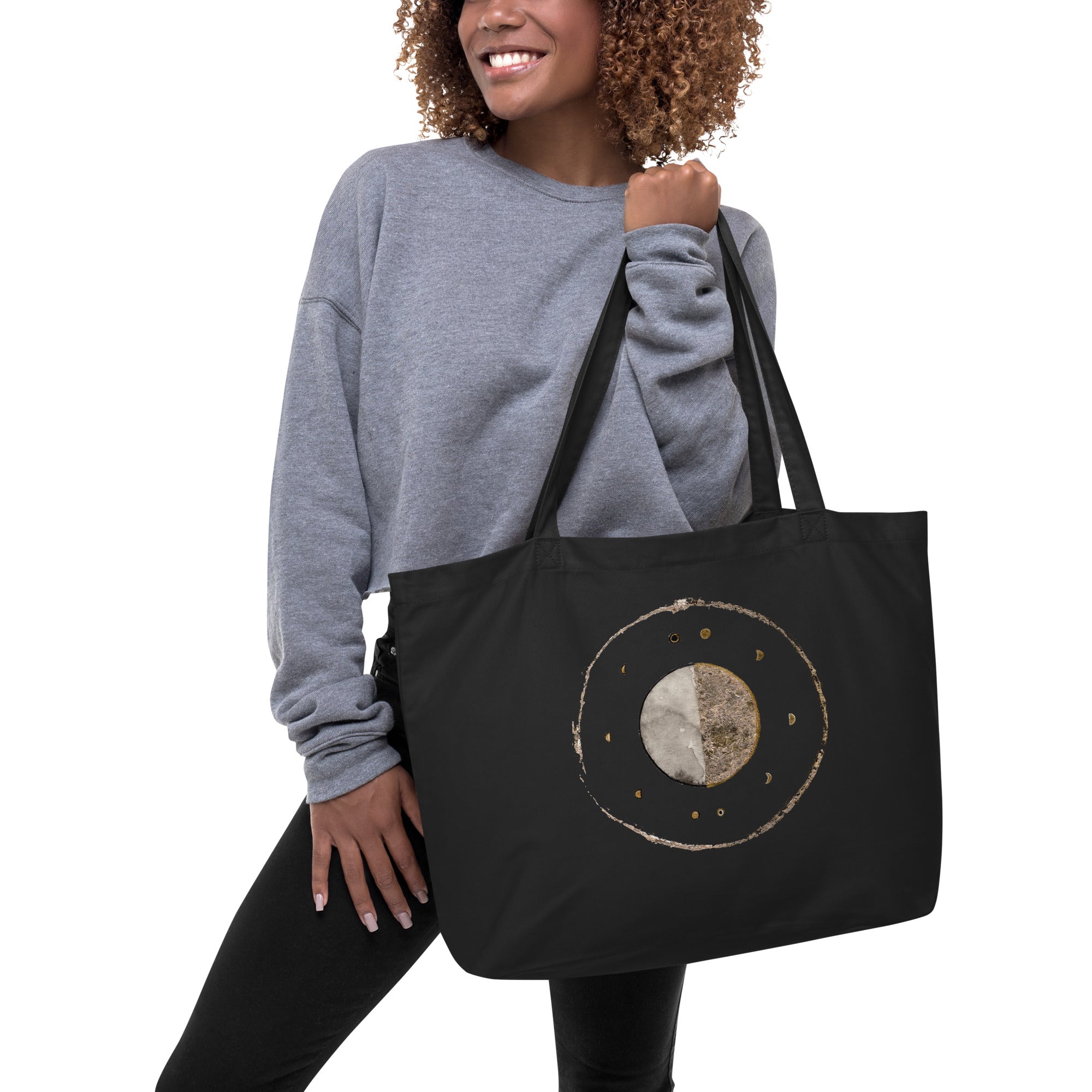 Moon Phases Large Organic Tote Bag