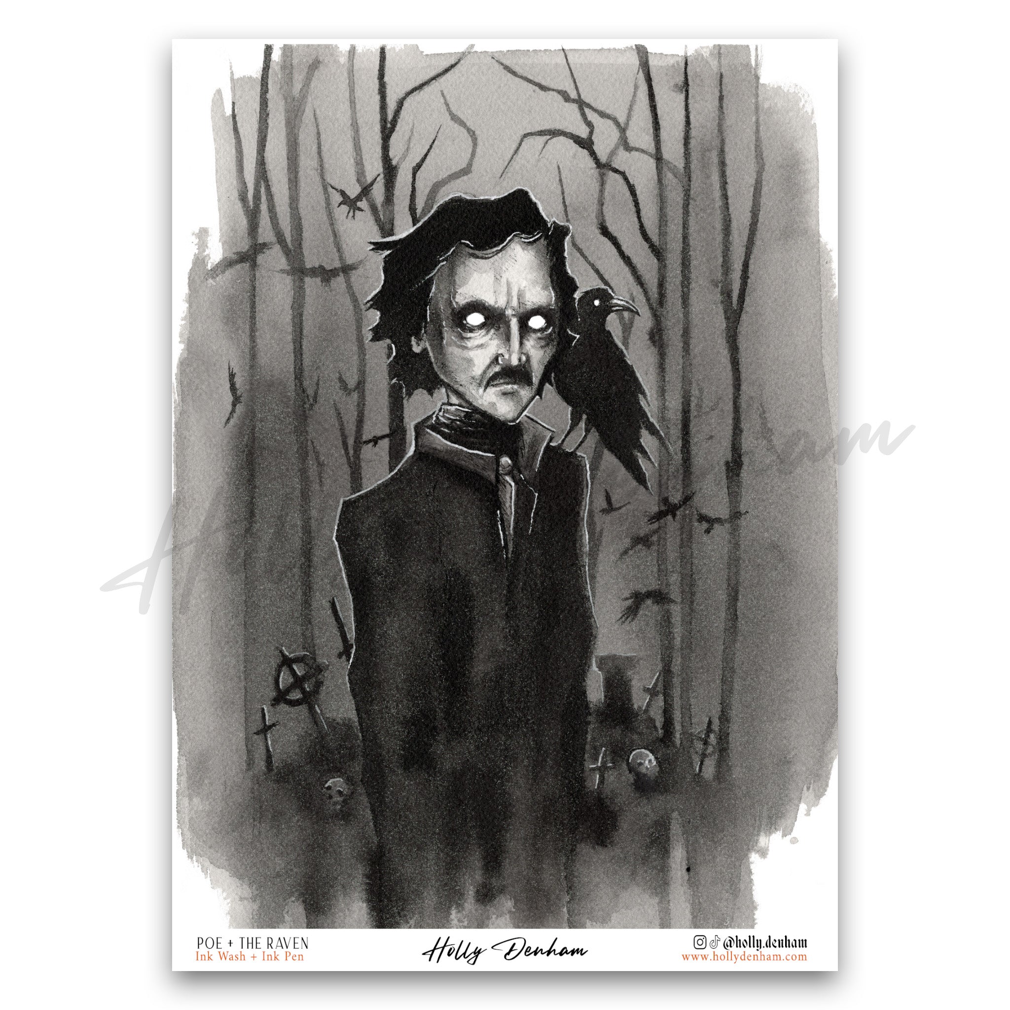 "Poe and The Raven" Print