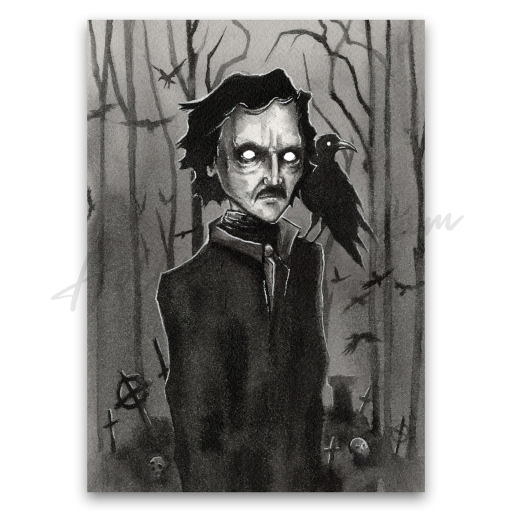 "Poe and The Raven" Print