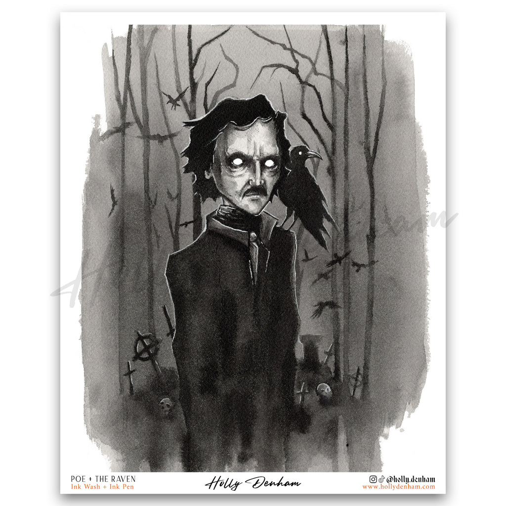 "Poe and The Raven" Print