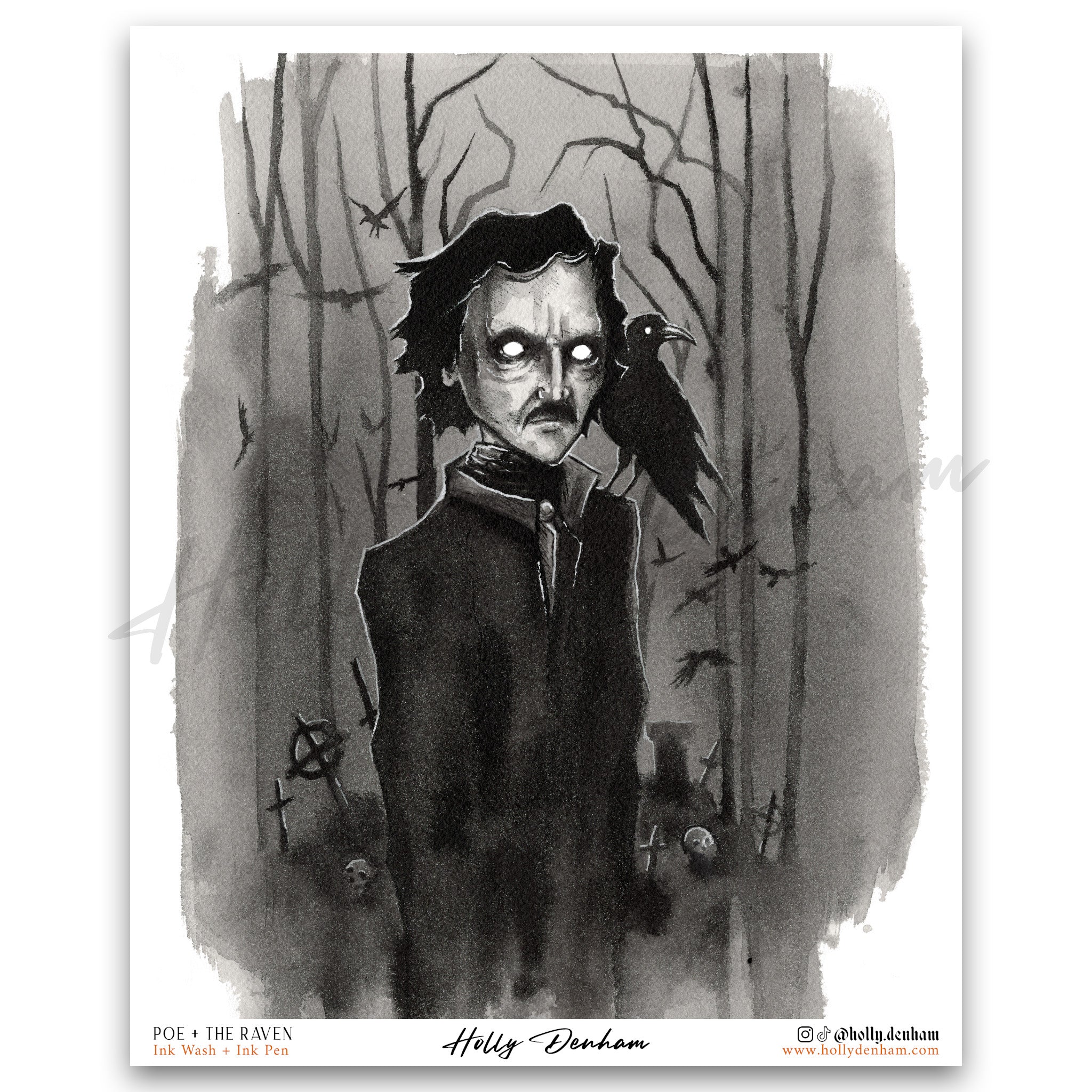 "Poe and The Raven" Print