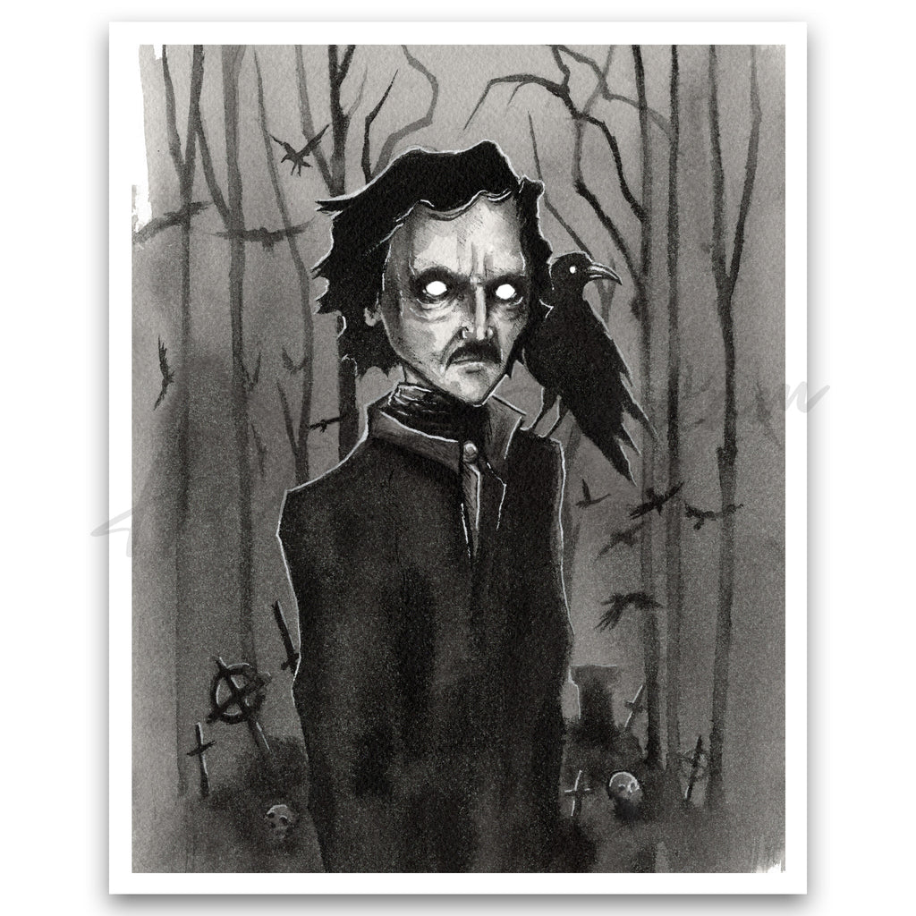 "Poe and The Raven" Print