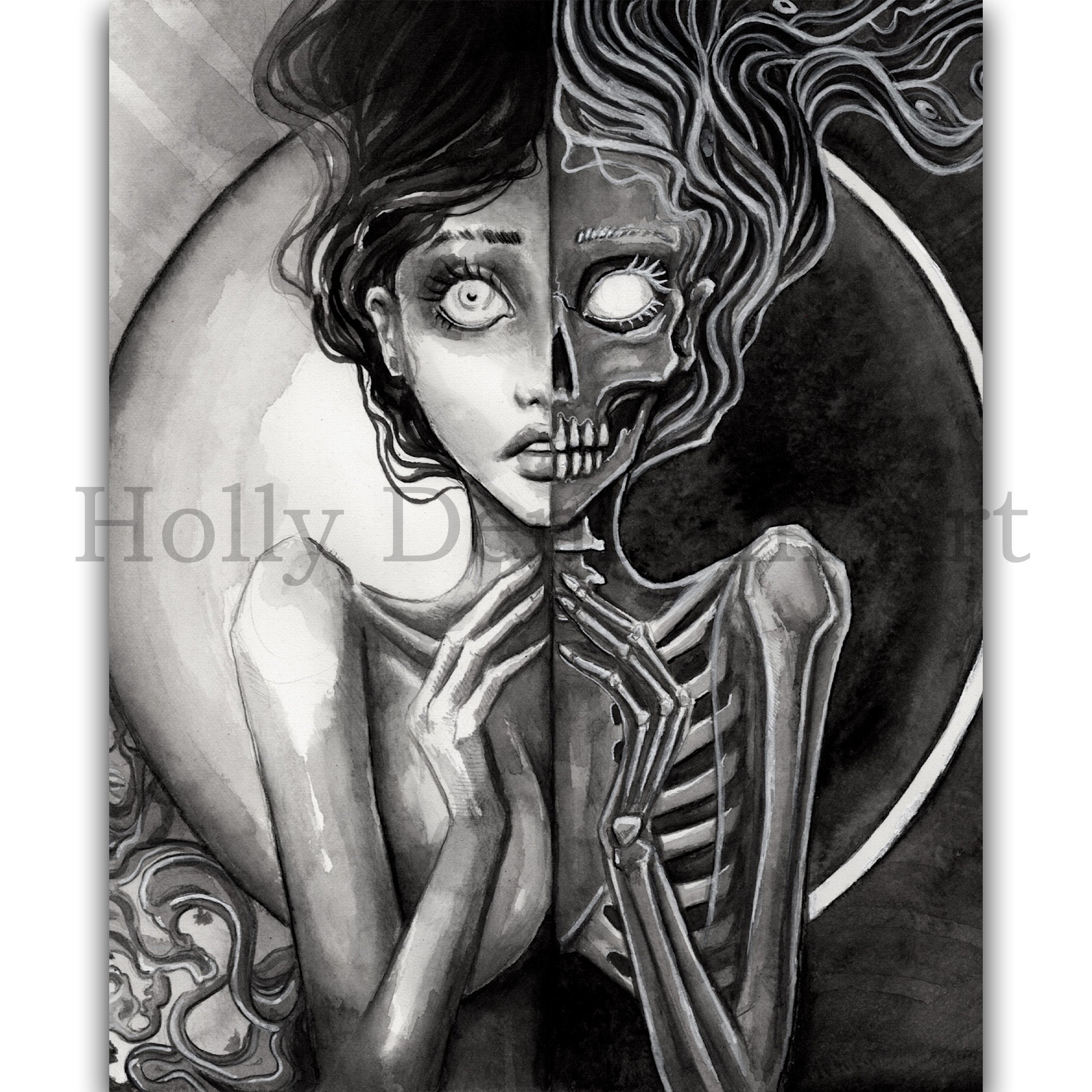 Mirror Print - Dark Expressive Ink Painting Concept