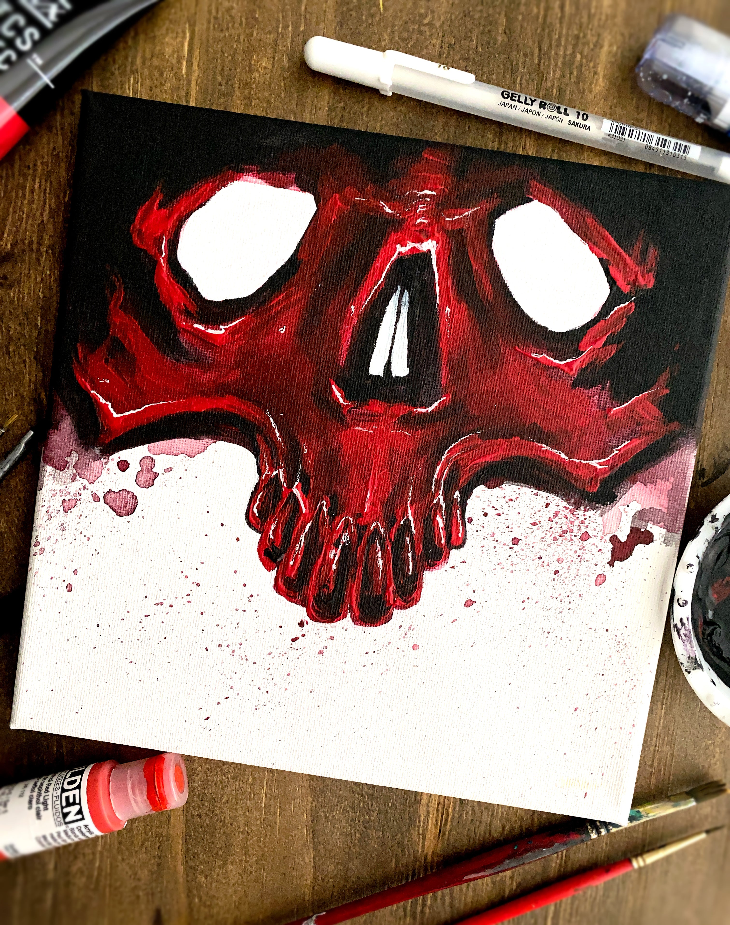 Red/Black Skull Canvas 8x8
