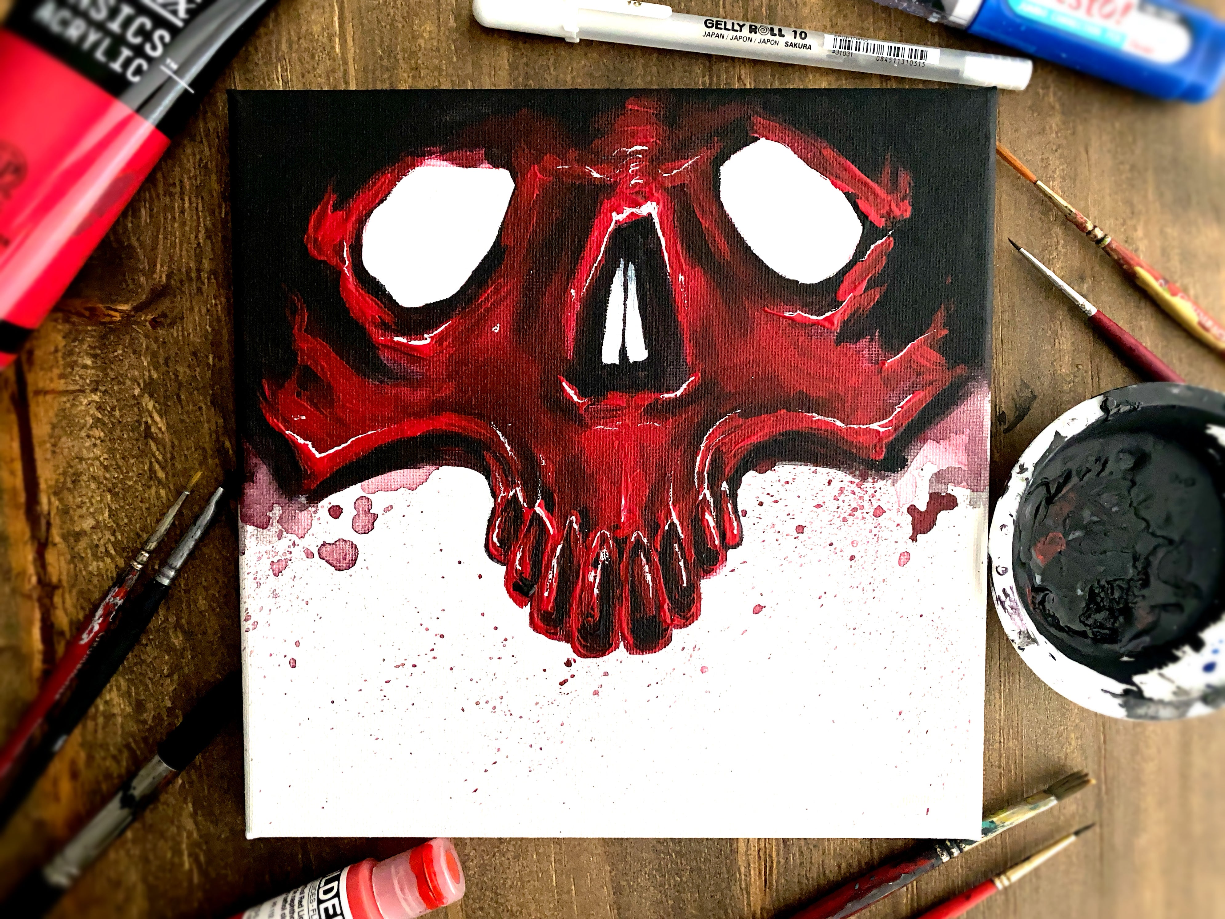 Red/Black Skull Canvas 8x8